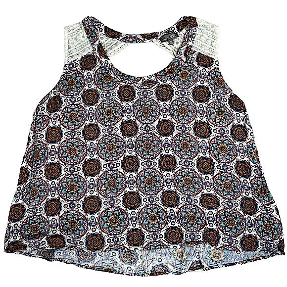 Rags To Wishes plus size 2x sleeveless lace floral mandala scoop neck top EUC - Picture 2 of 11